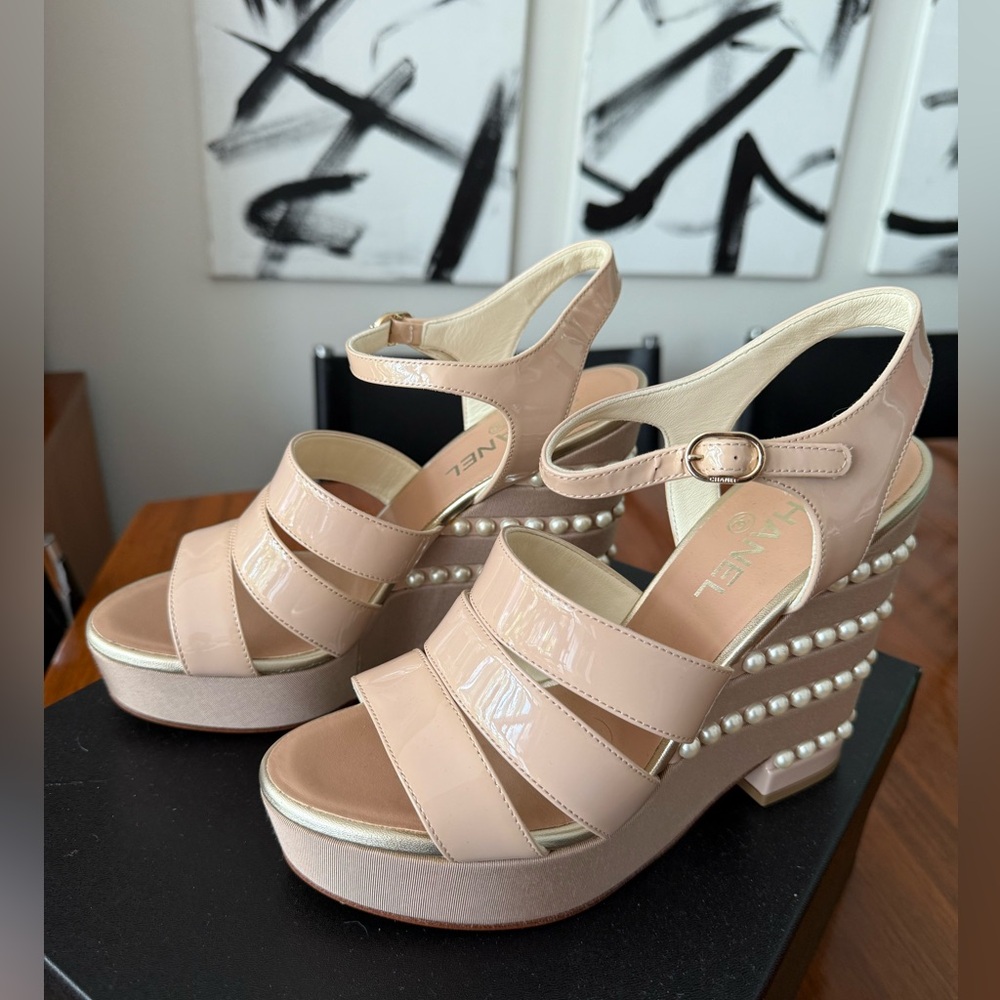Chanel Platform Wedges with Pearl Accent